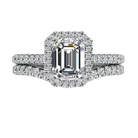 Emerald Shaped Diamond Wedding Ring Set
