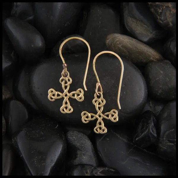 Equal Arm Cross Pendant and Earring Set in Gold
