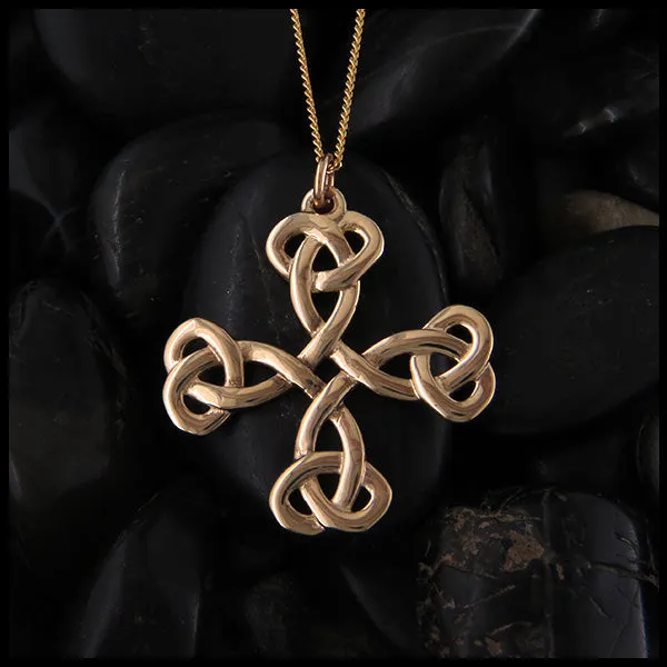 Equal Arm Cross Pendant and Earring Set in Gold