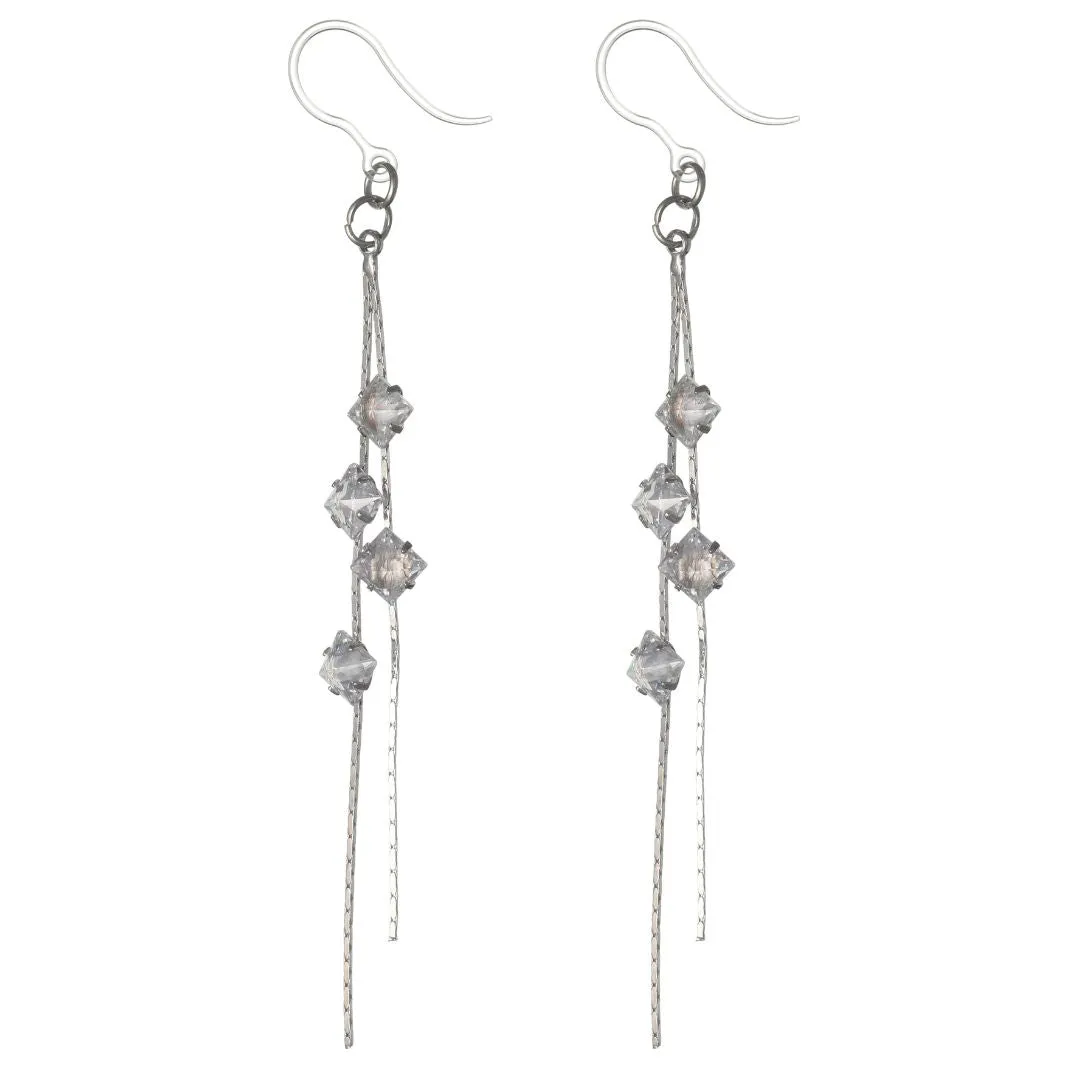 Faux Diamond String Dangles Hypoallergenic Earrings for Sensitive Ears Made with Plastic Posts