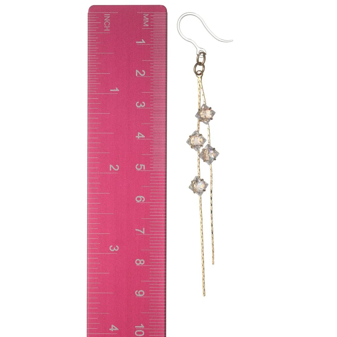 Faux Diamond String Dangles Hypoallergenic Earrings for Sensitive Ears Made with Plastic Posts