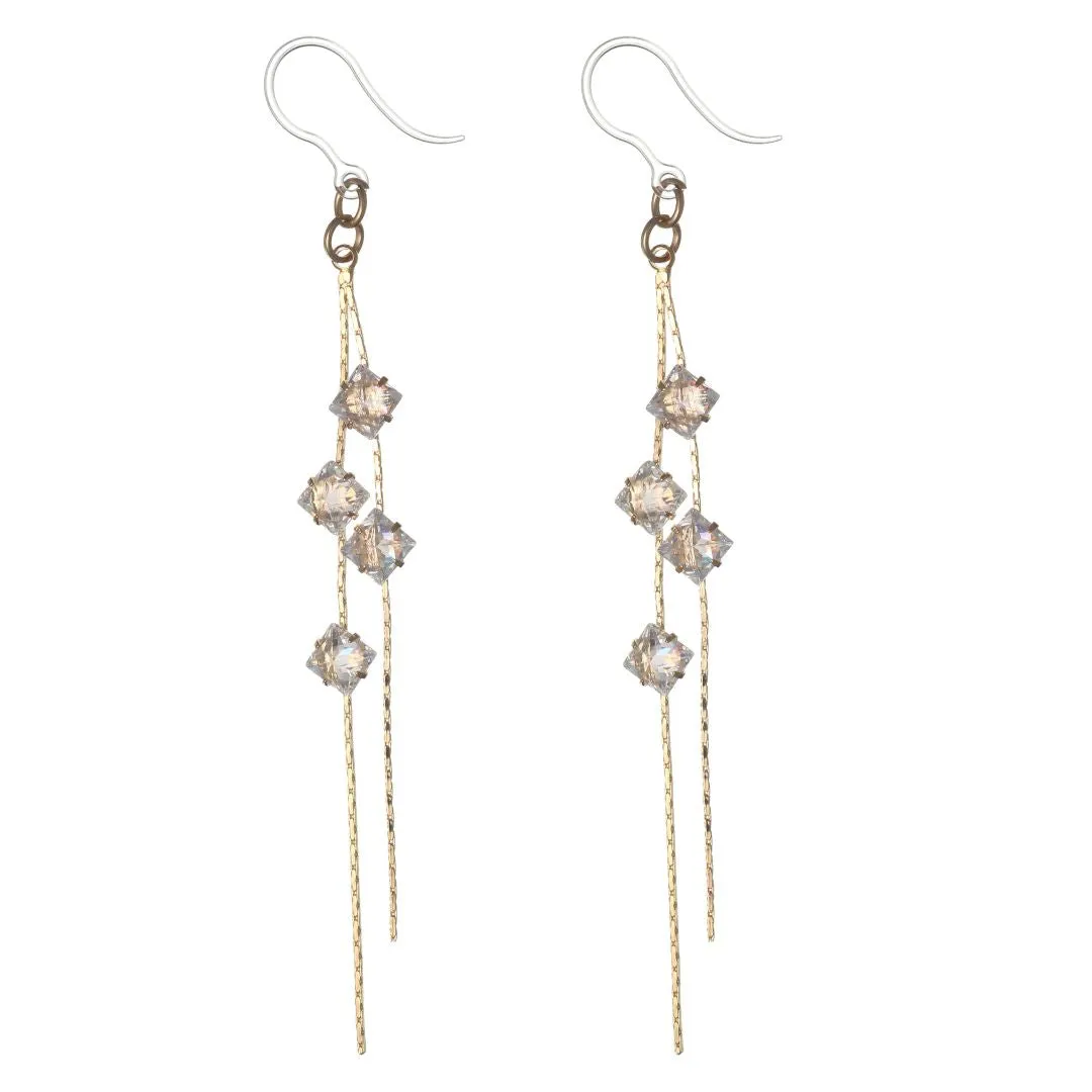 Faux Diamond String Dangles Hypoallergenic Earrings for Sensitive Ears Made with Plastic Posts