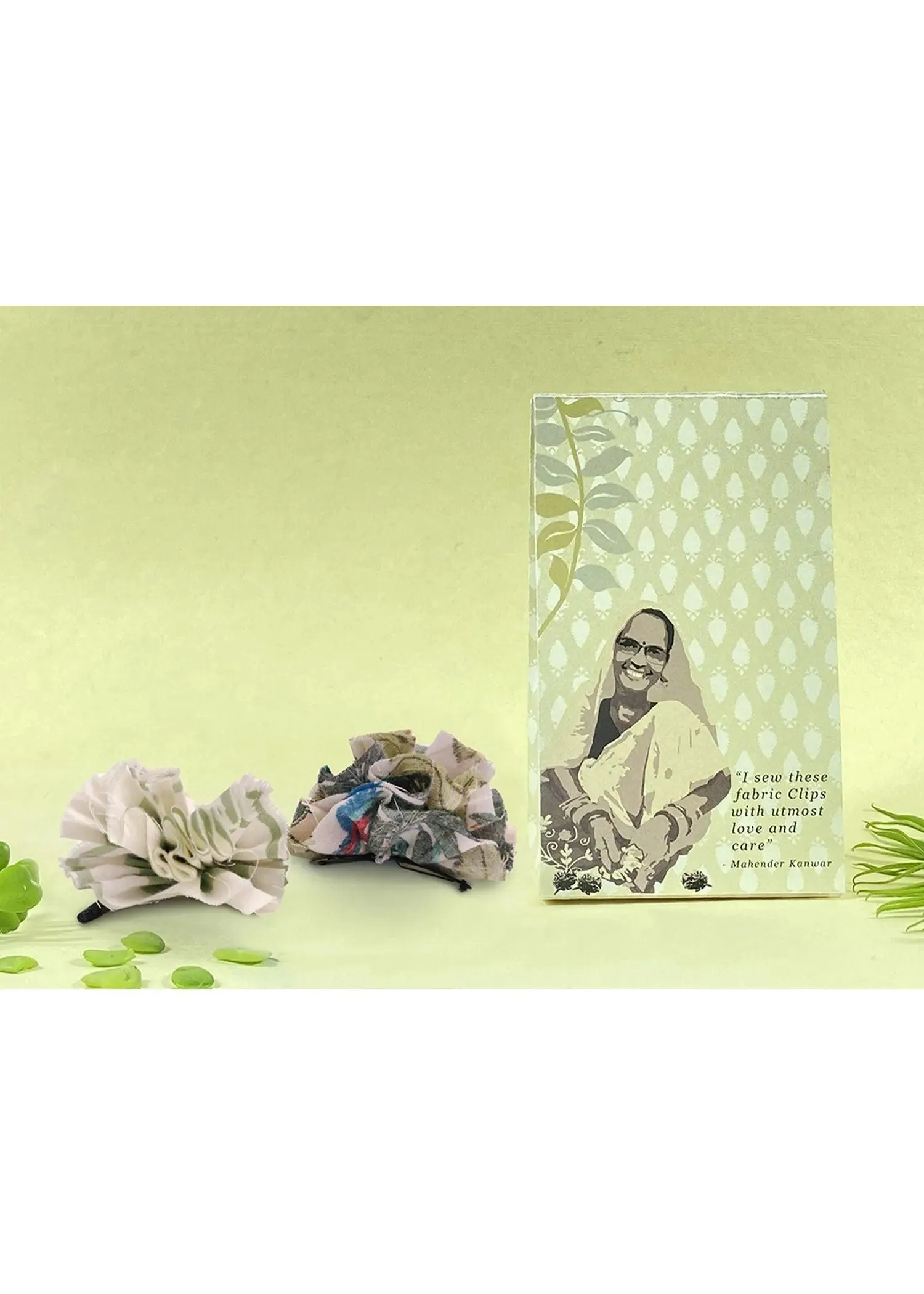 Flower Hair Clip Green (Set of 2)