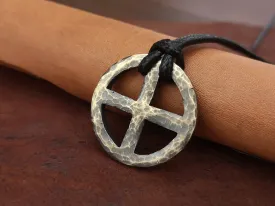 Hand Hammered Solar Cross, Sun Wheel, Viking Cross, Wheel of Life, Viking Norse Jewelry Pendant Necklace