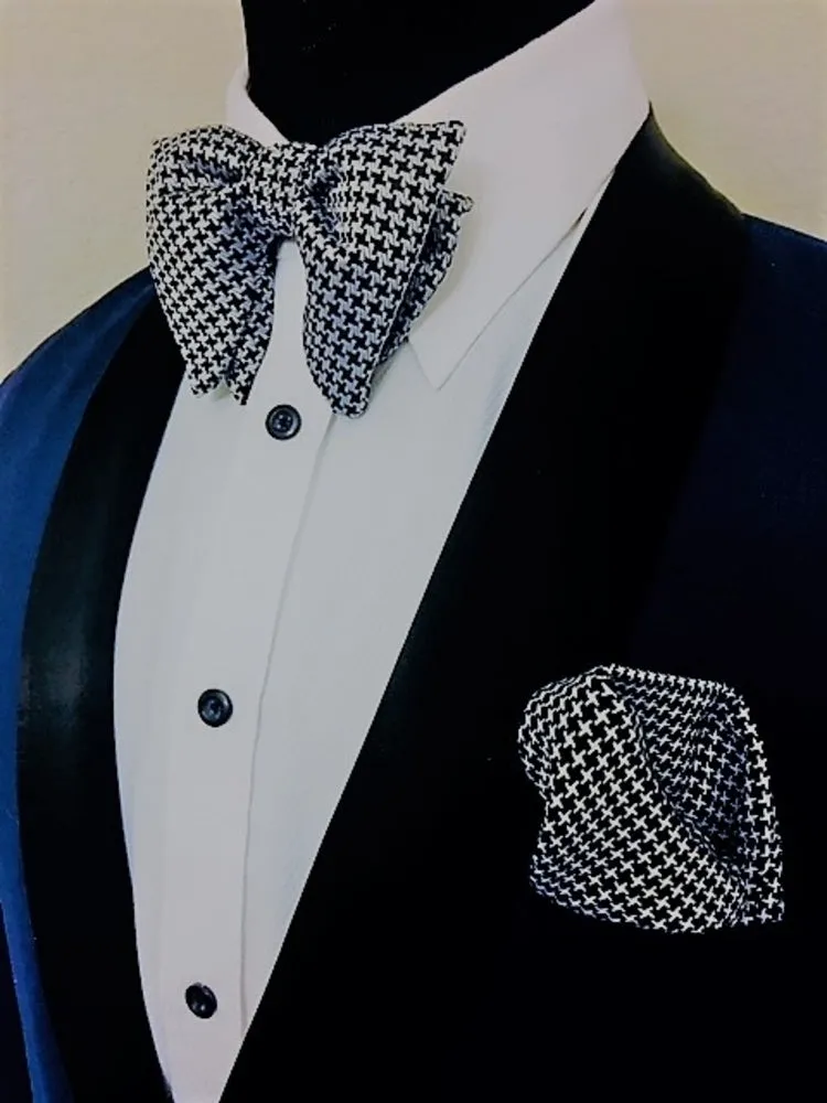 Houndstooth Silk Evening Bow Tie - The Butterfly