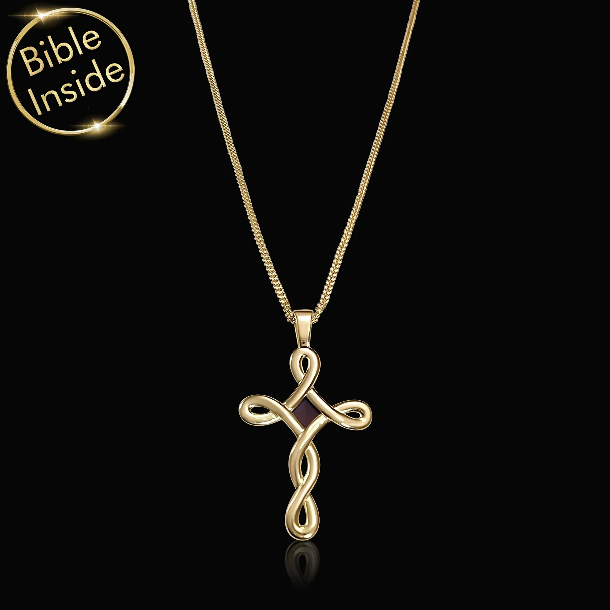 Infinity Cross Pendant Necklace With Holy Bible Inside - Eternal Grace Pendant