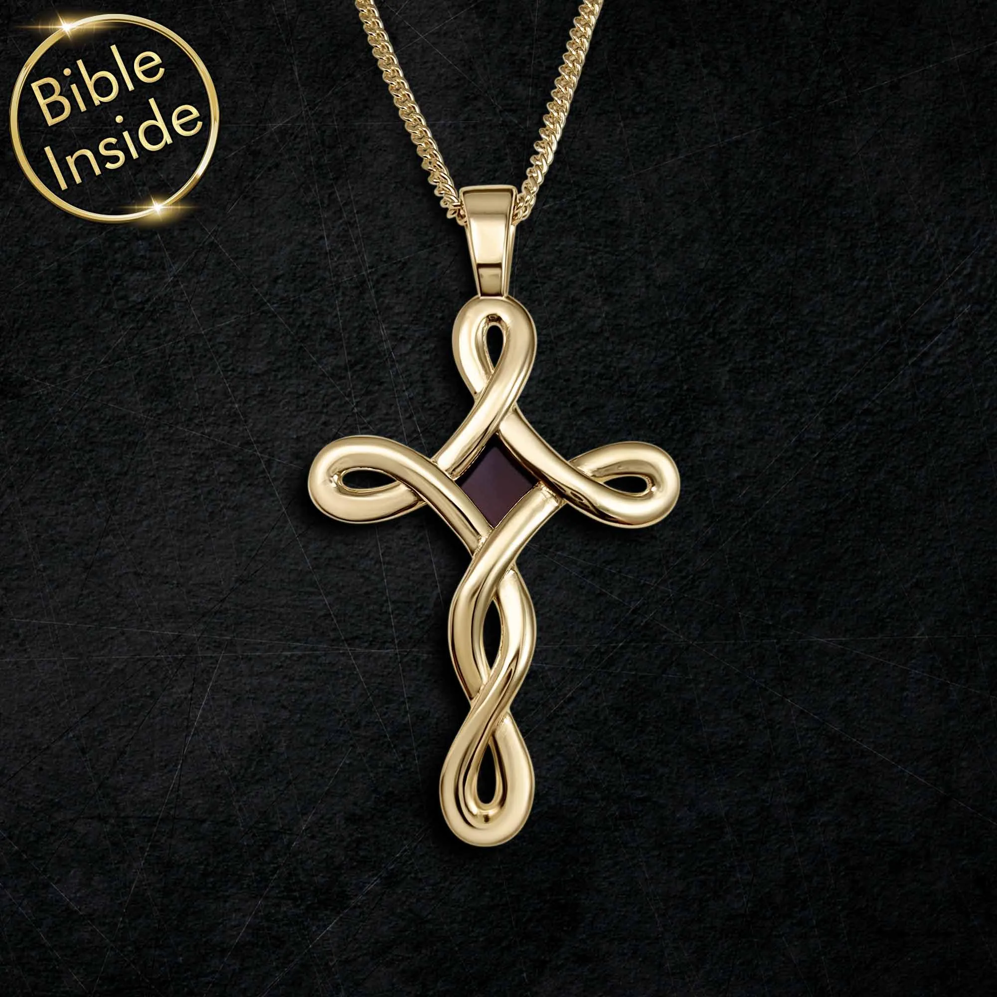 Infinity Cross Pendant Necklace With Holy Bible Inside - Eternal Grace Pendant