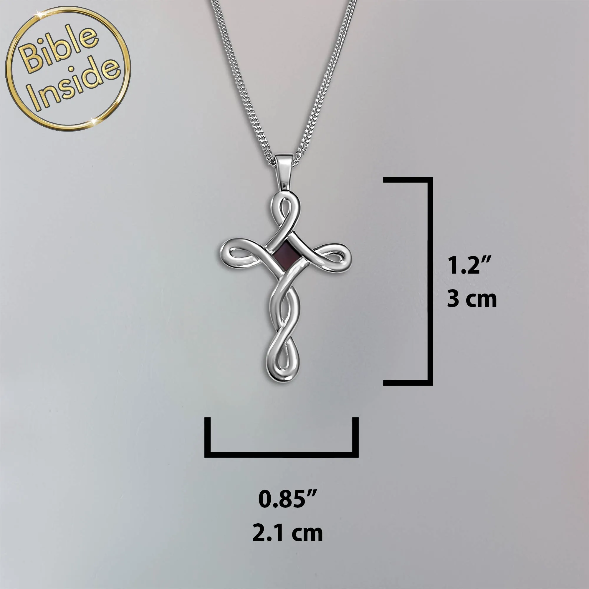 Infinity Cross Pendant Necklace With Holy Bible Inside - Eternal Grace Pendant