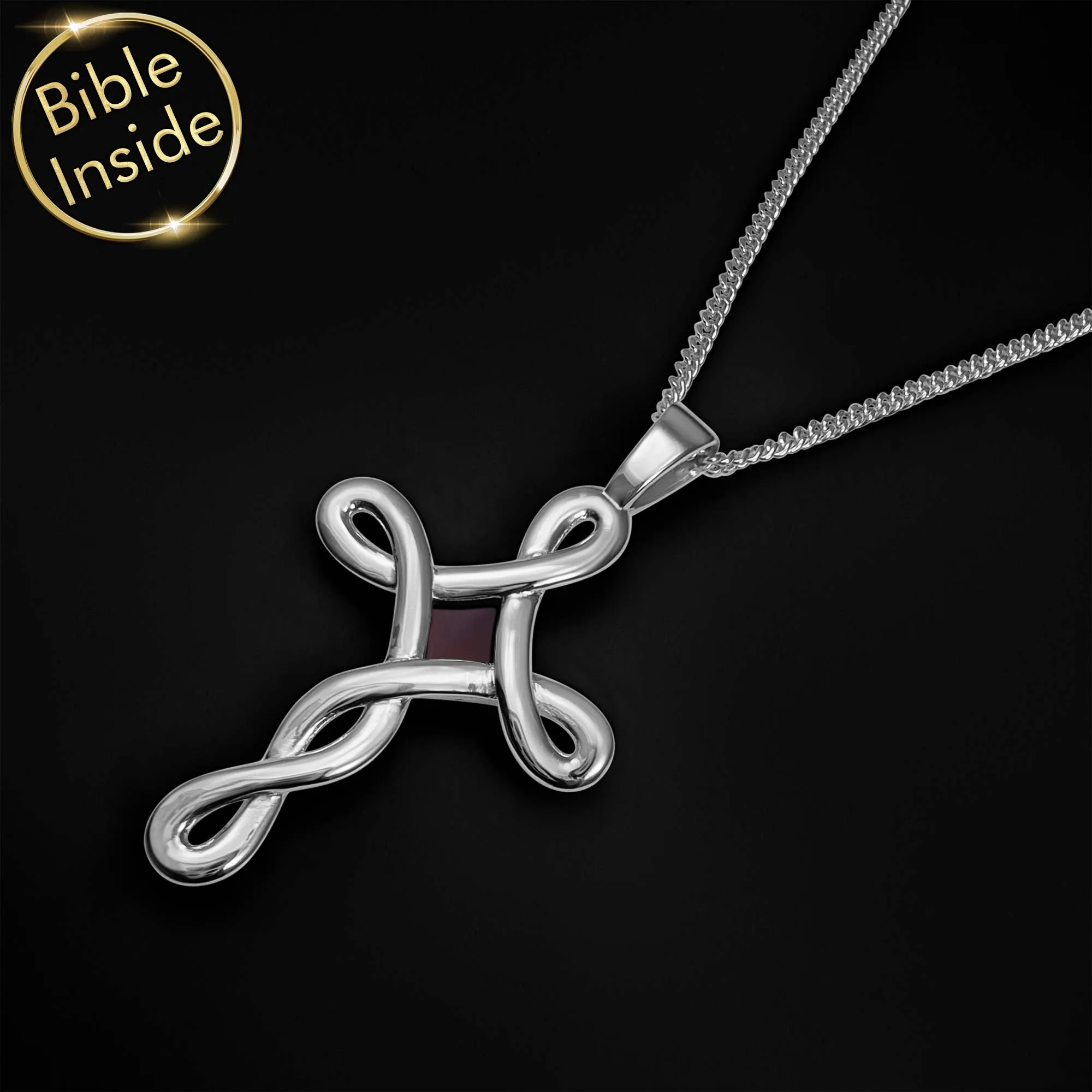 Infinity Cross Pendant Necklace With Holy Bible Inside - Eternal Grace Pendant