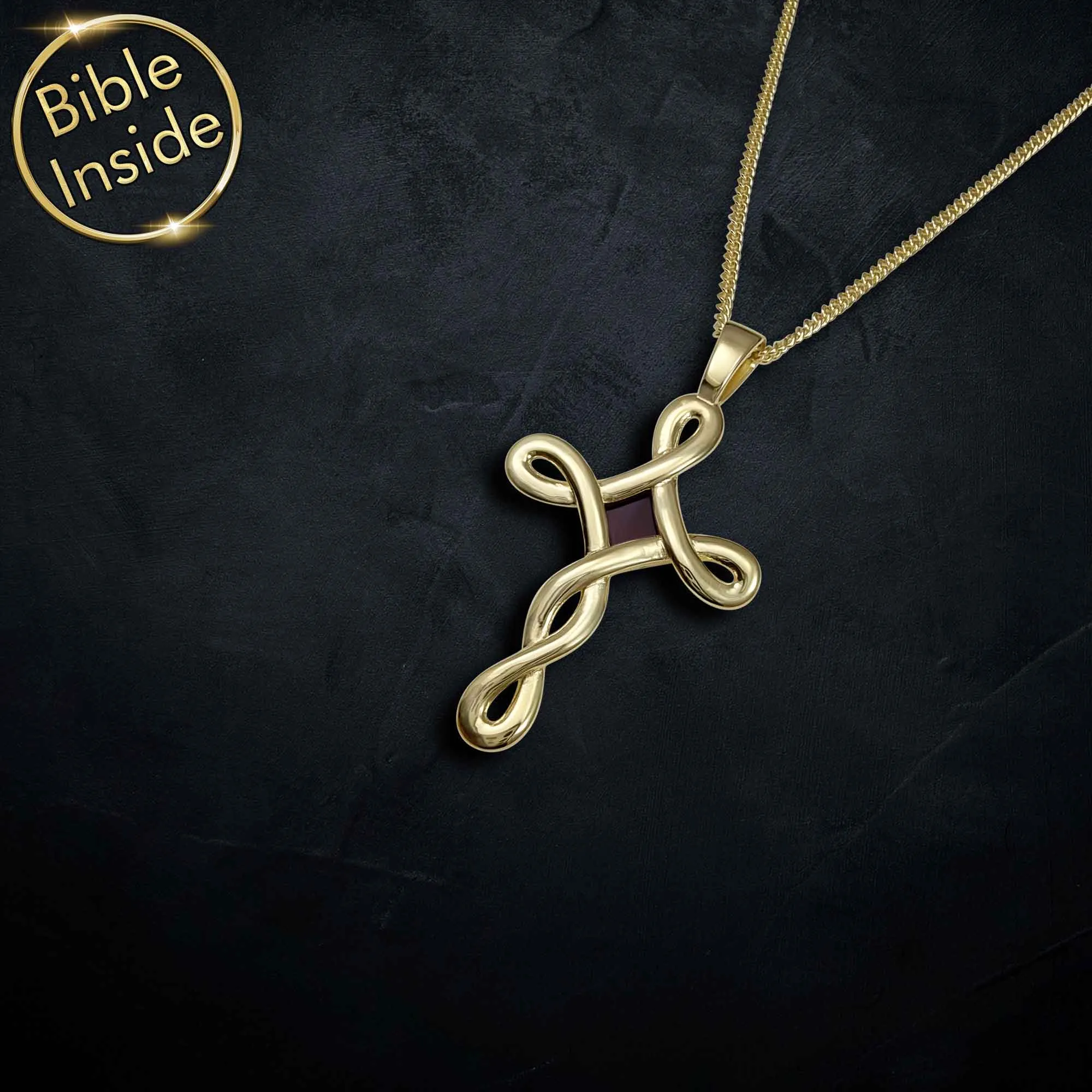Infinity Cross Pendant Necklace With Holy Bible Inside - Eternal Grace Pendant