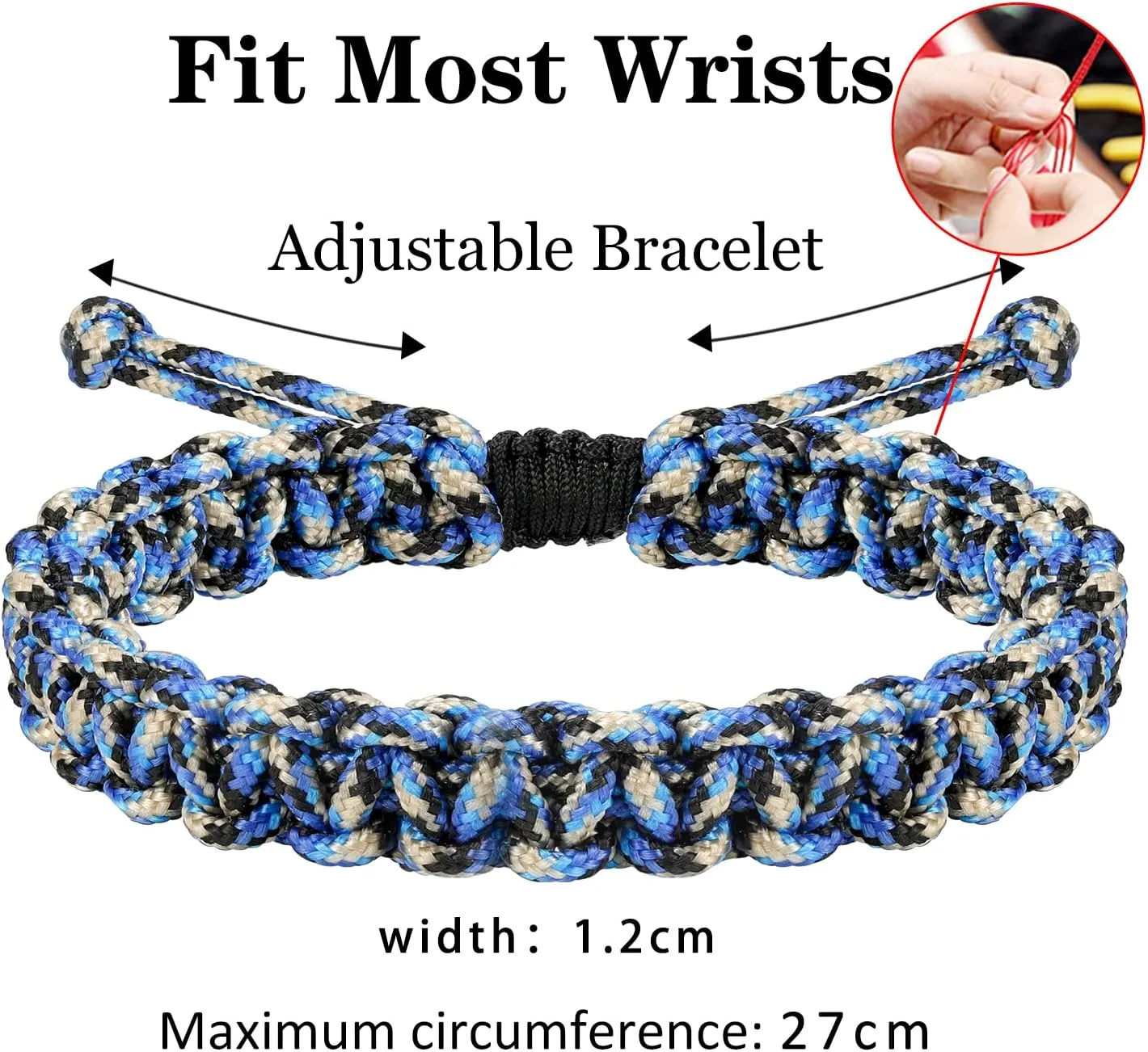 JENDEAR SHINE Men's Nautical Rope Bracelet, Hand Braided Paracord Thread Bracelet, Waterproof Adjustable Outdoor Surf Bracelet