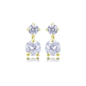 Kay 6mm Round CZ Drop Gold Stud Earrings