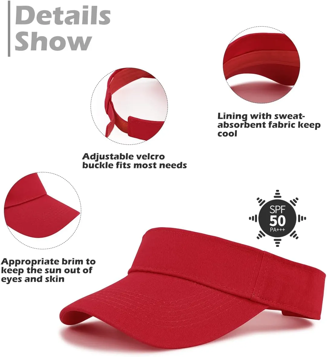 Komorebi Visors for Women Unisex Sun Visor Hats Adjustable Running Caps Summer Sun Protection Tennis Hat for Sports