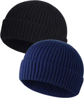 MAIAGO Fisherman Beanie for Men Women, Knit Cuff Beanie Cap Short Beanie Hat, Winter Warm Hats