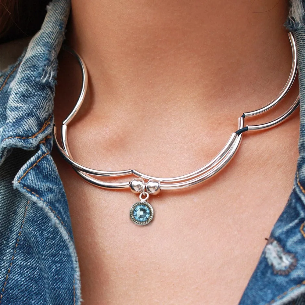 March Birthstone Aquamarine Crystal Charm