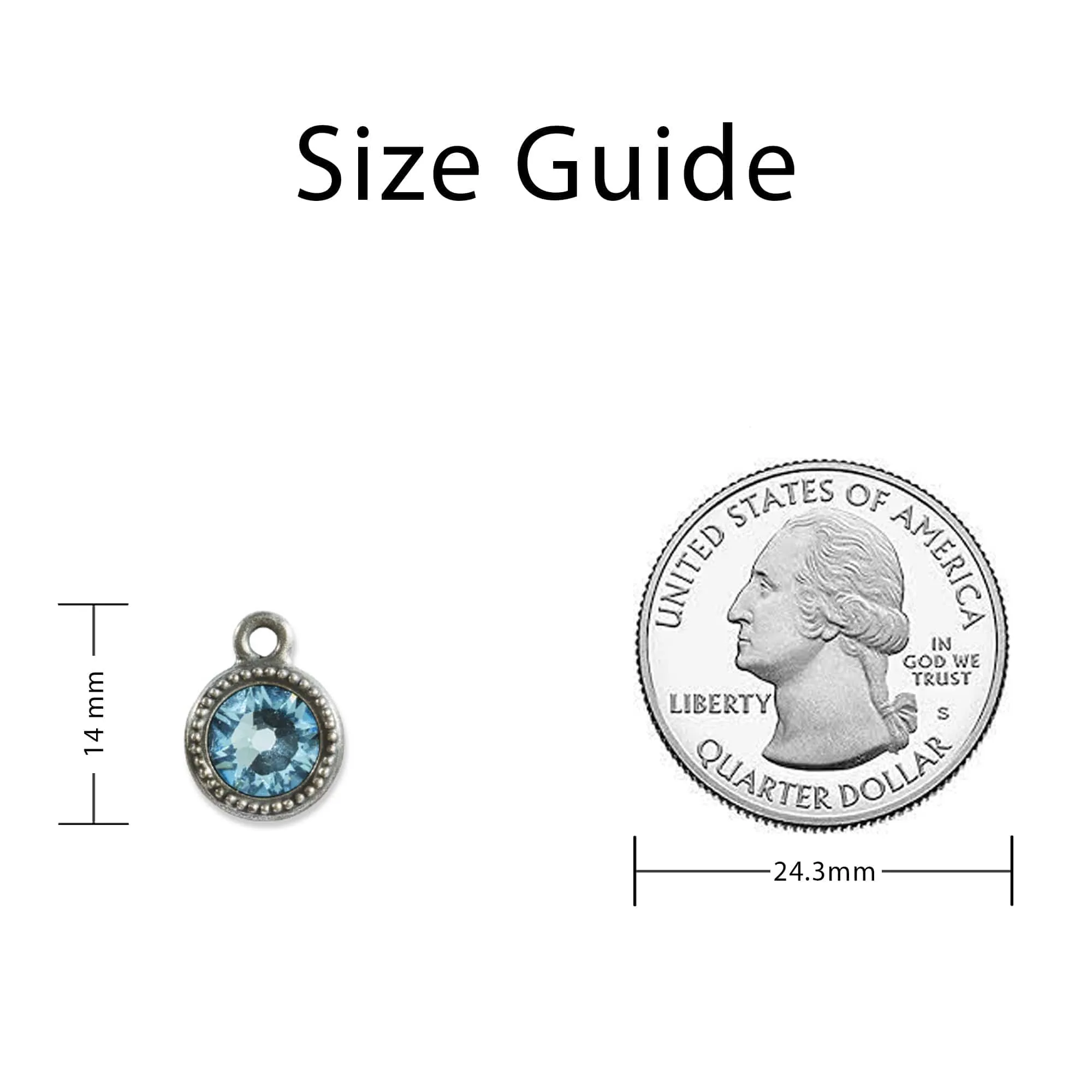 March Birthstone Aquamarine Crystal Charm