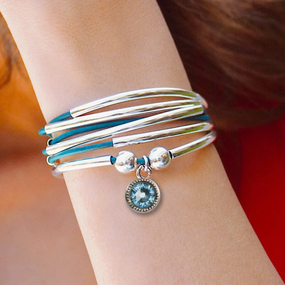 March Birthstone Aquamarine Crystal Charm