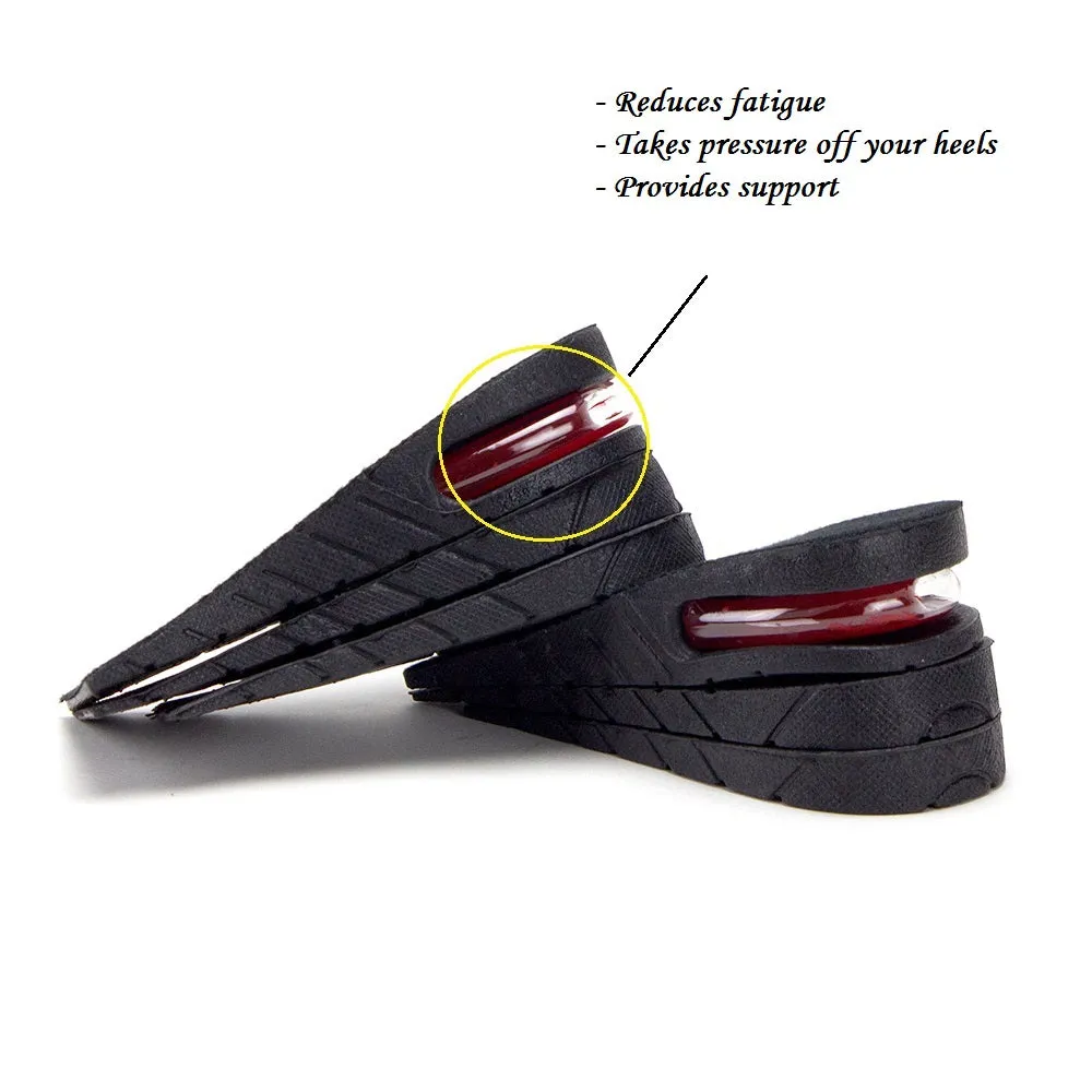 Mens & Womens Height Increasing & Heal Pain Relief Insoles 3-Layer Air up Shoe Lifts Elevator Shoes Insole Lift Kit 2.25"