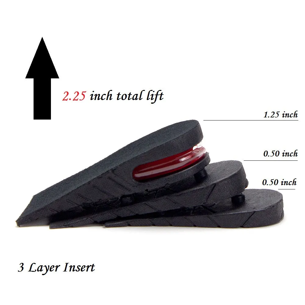 Mens & Womens Height Increasing & Heal Pain Relief Insoles 3-Layer Air up Shoe Lifts Elevator Shoes Insole Lift Kit 2.25"