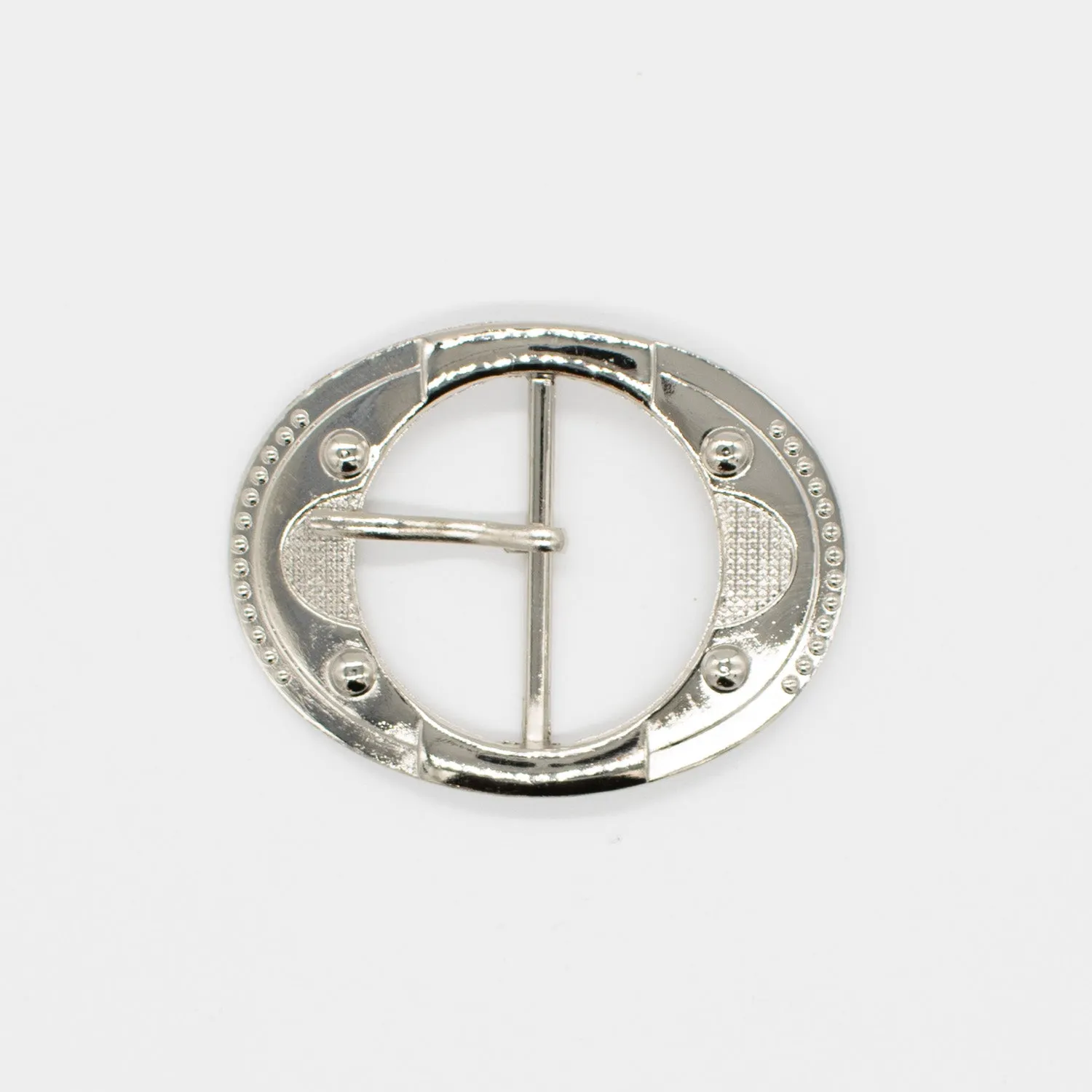 Metal Belt Buckle Silver Round Design-5 70mm x 50mm