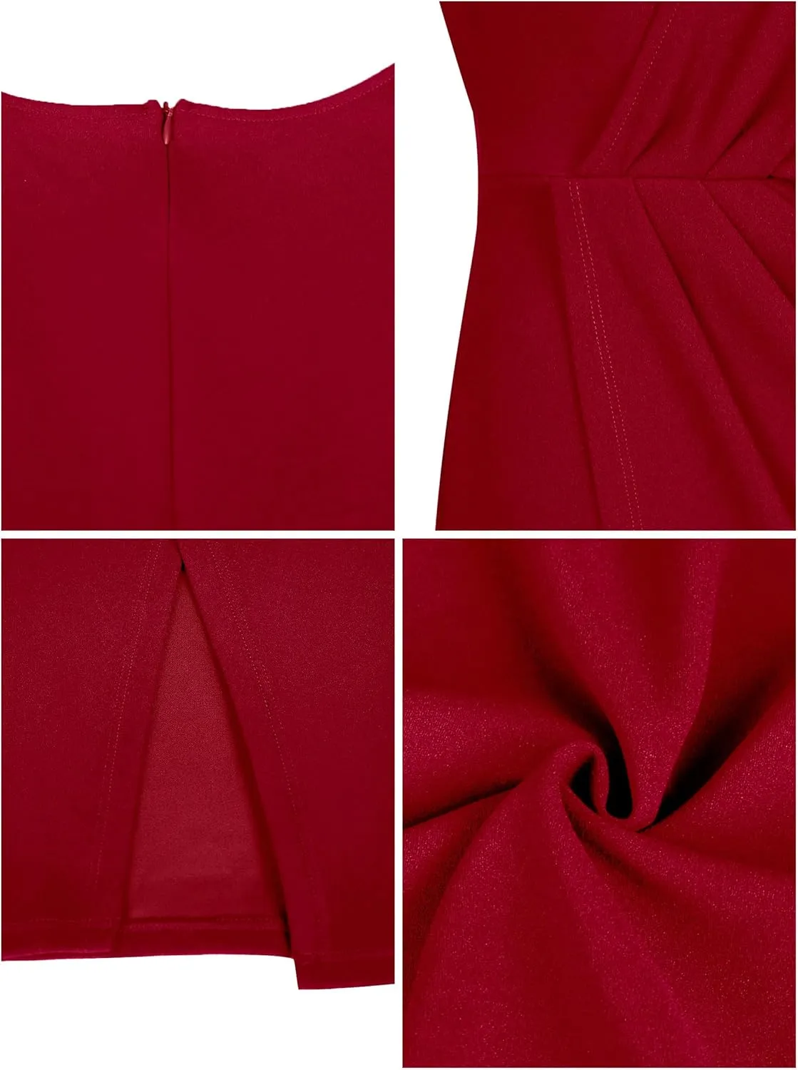Missufe Women's V Neck Ruffle Flutter Sleeve Ruched Bodycon Wrap Party Slit Cocktail Midi Dress