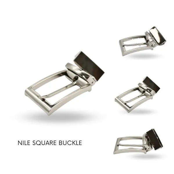 NILE Reversible Square nickle silver buckle for men