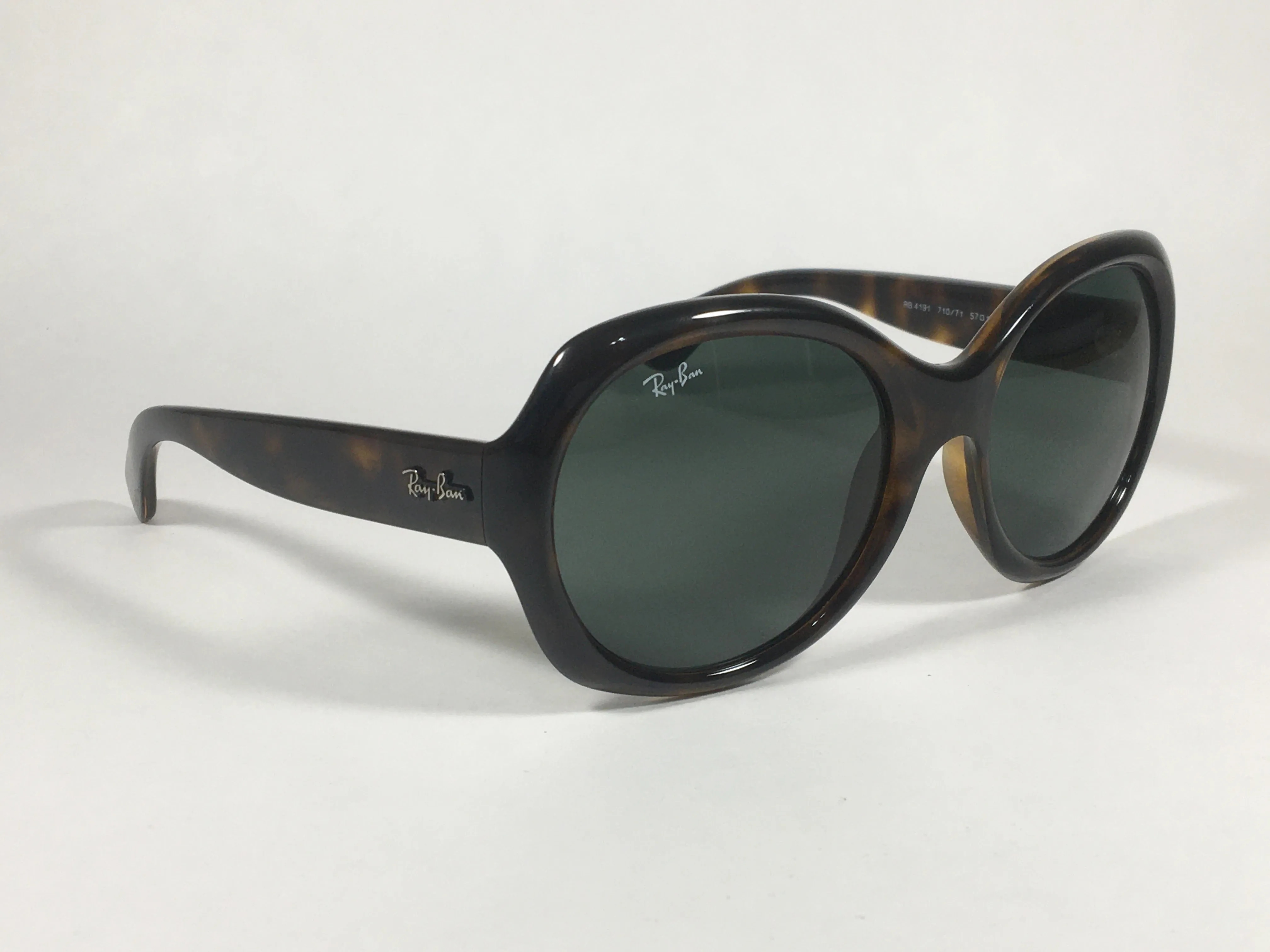 Ray-Ban Highstreet Round Sunglasses Brown Havana Nylon Frame Green Lens RB4191 710/61