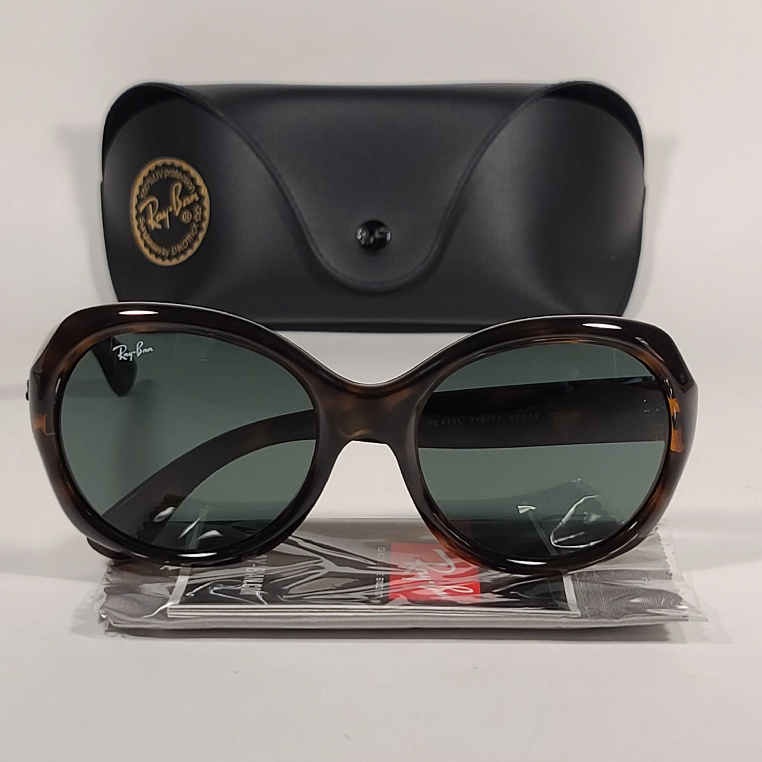 Ray-Ban Highstreet Round Sunglasses Brown Havana Nylon Frame Green Lens RB4191 710/61