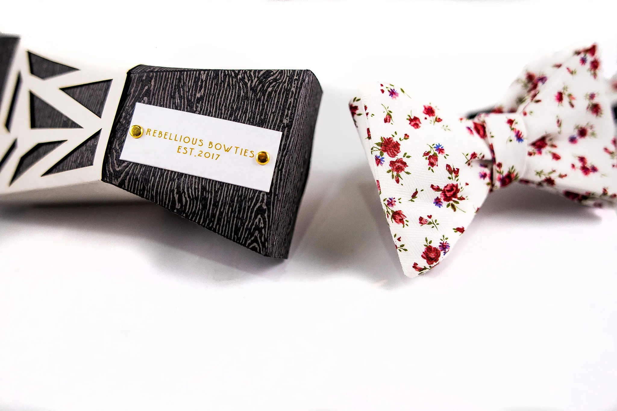 Red Floral Cotton Bow Tie-Butterfly