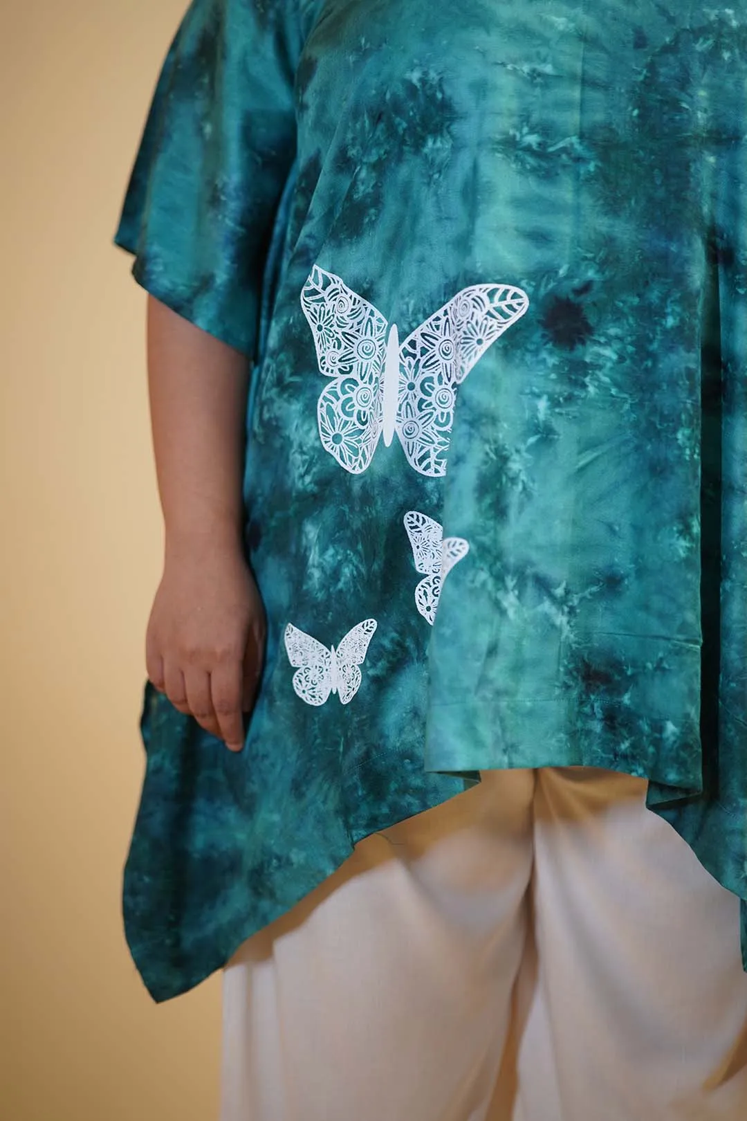 SeaGreen Rayon TieDyeKurta - SpreadingWings