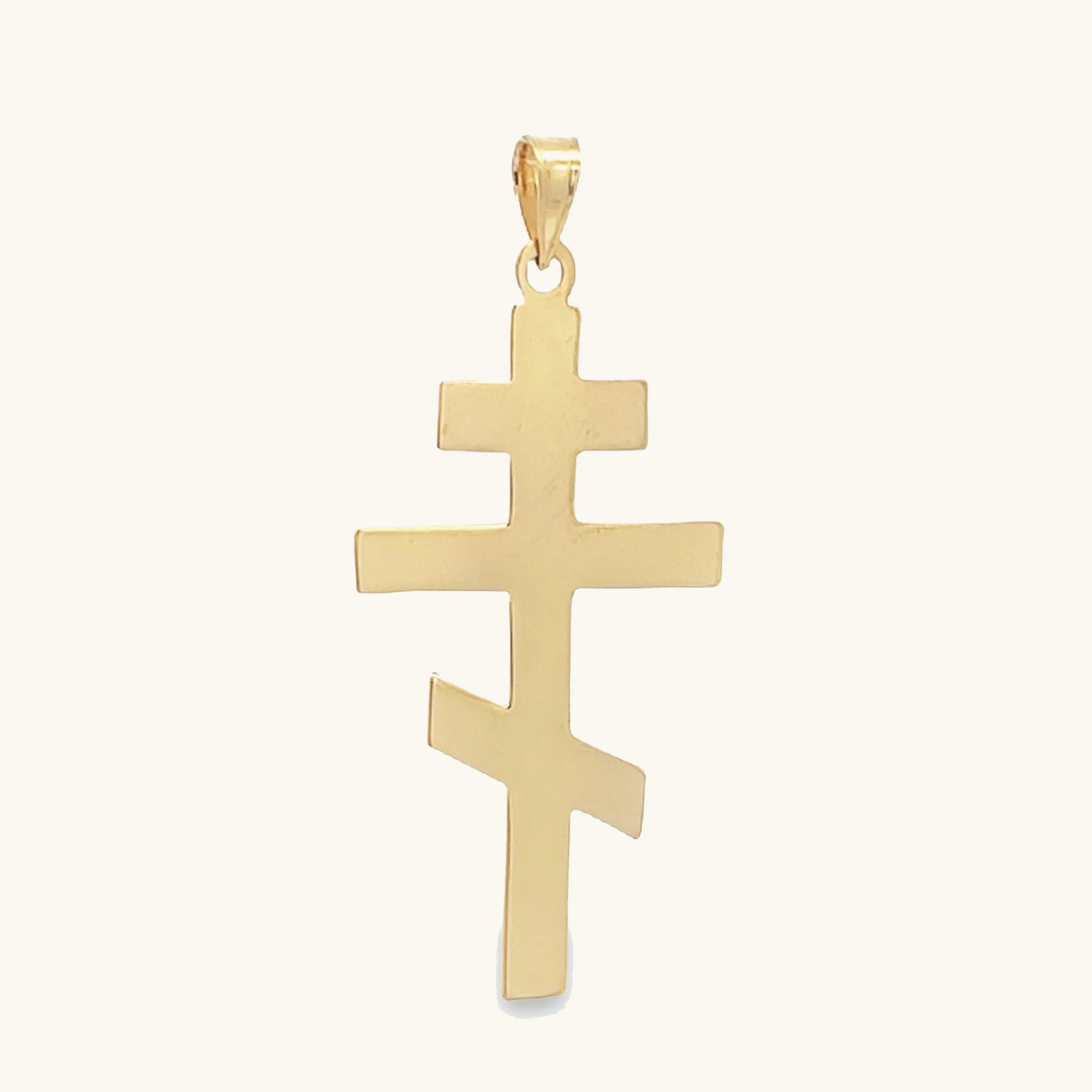 SOLID 14K YELLOW GOLD ORTHODOX CROSS PENDANT