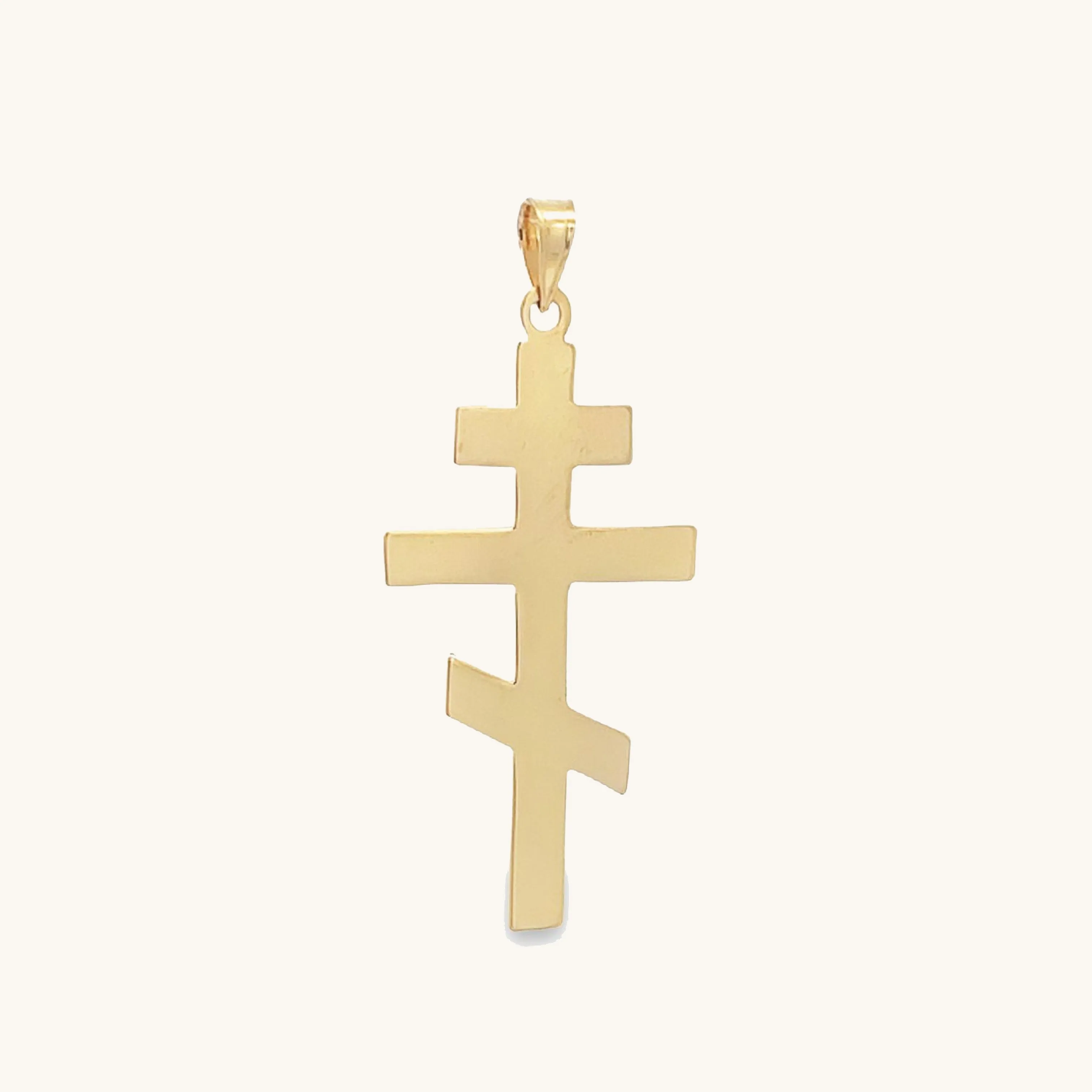 SOLID 14K YELLOW GOLD ORTHODOX CROSS PENDANT