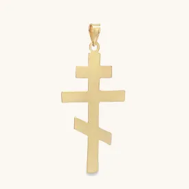 SOLID 14K YELLOW GOLD ORTHODOX CROSS PENDANT