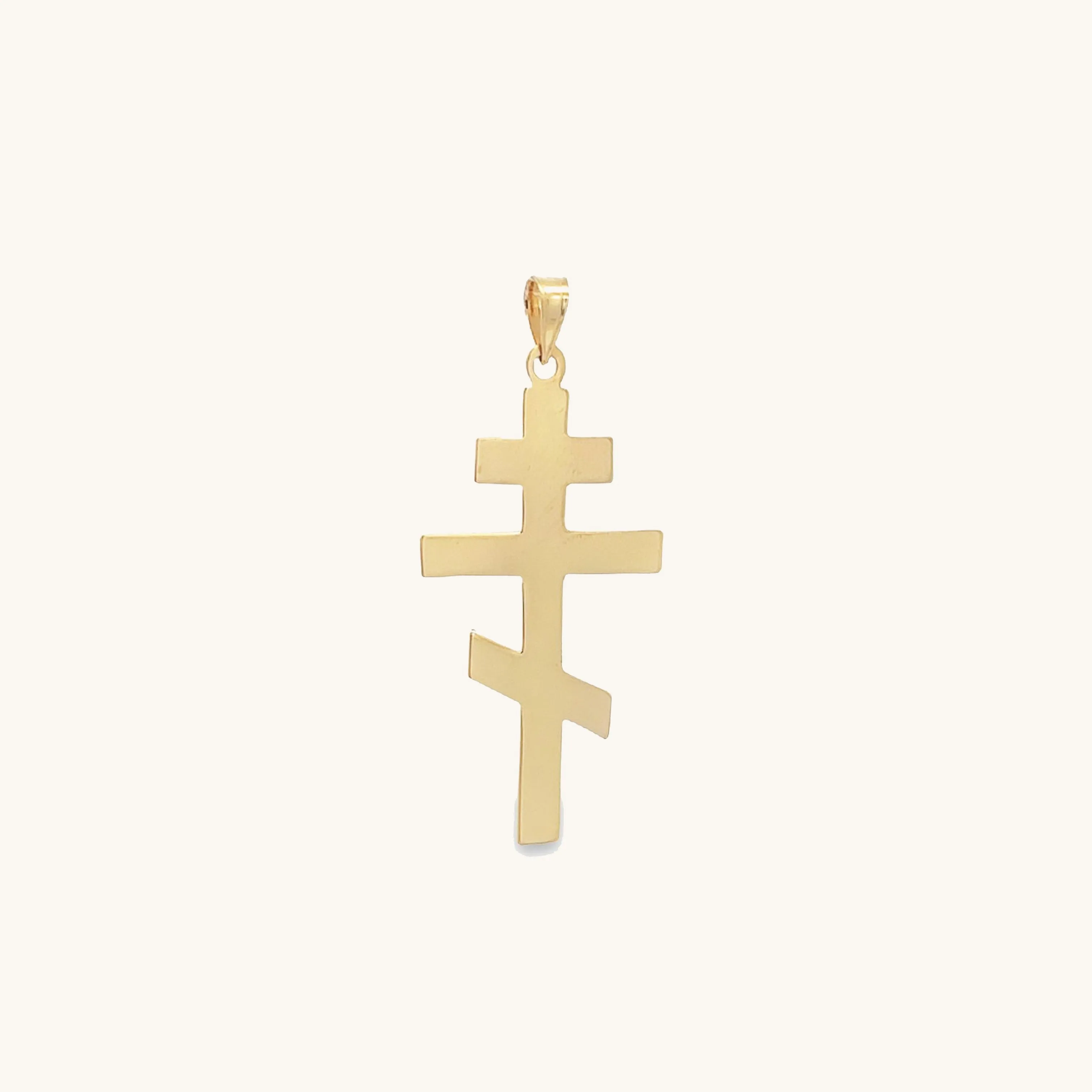 SOLID 14K YELLOW GOLD ORTHODOX CROSS PENDANT