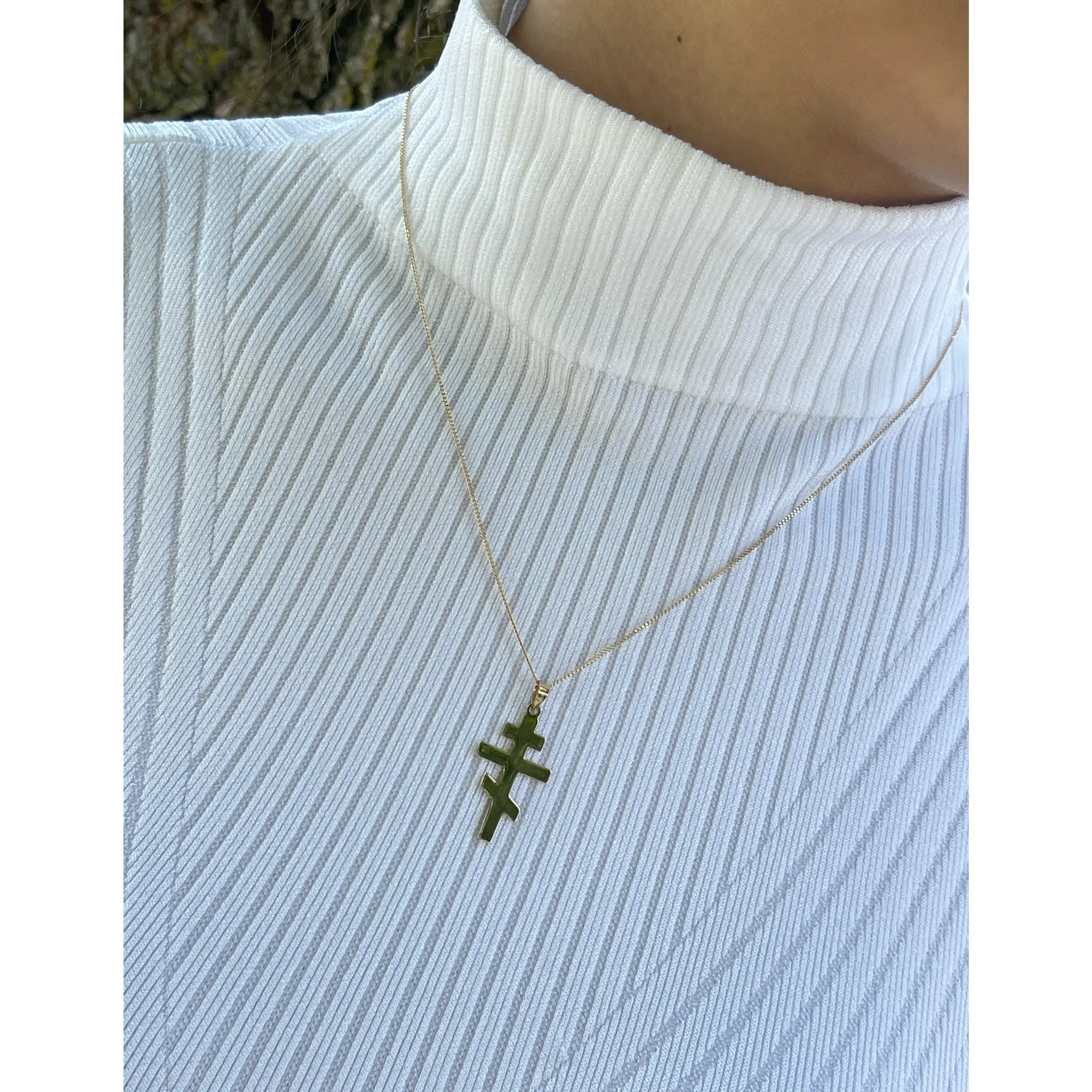 SOLID 14K YELLOW GOLD ORTHODOX CROSS PENDANT