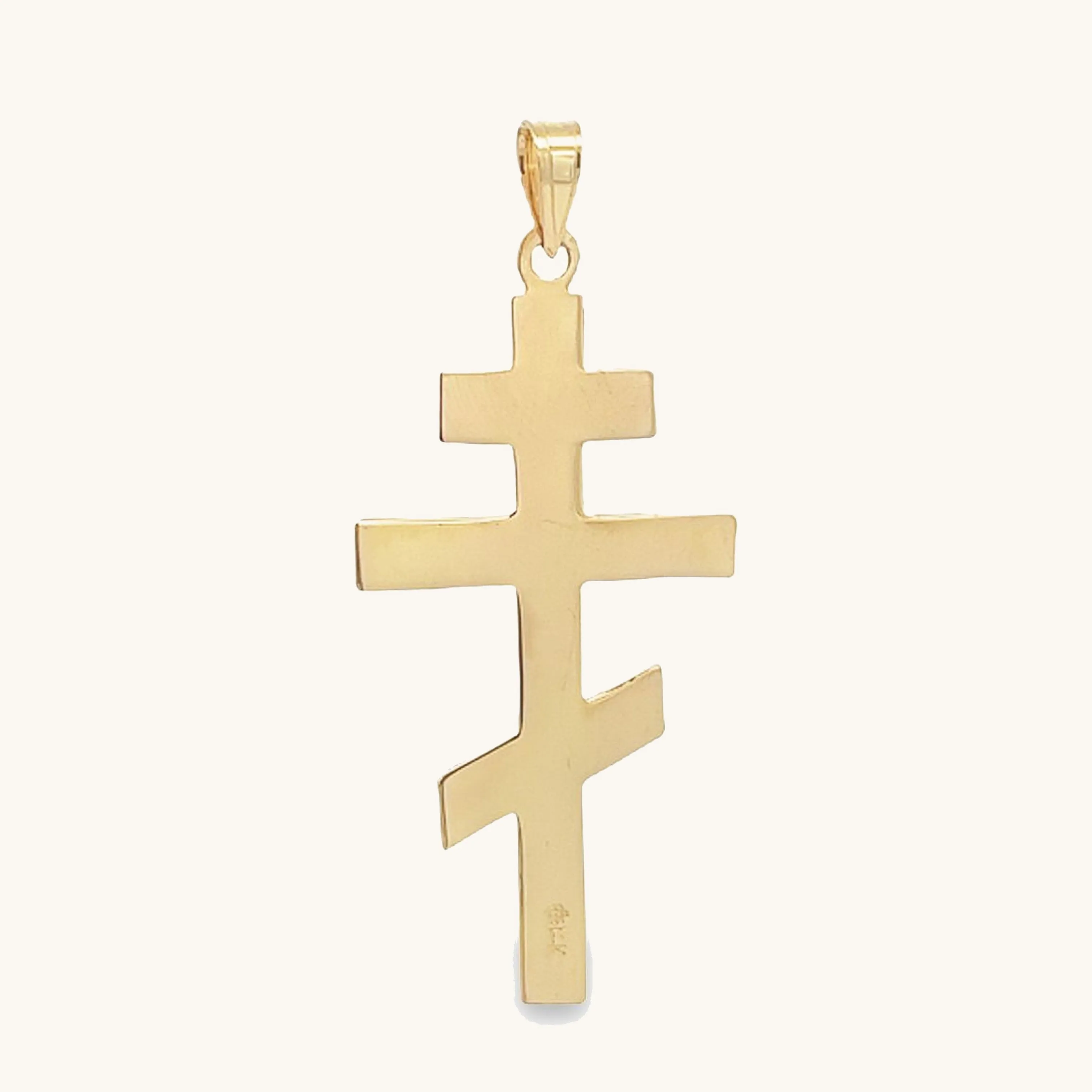 SOLID 14K YELLOW GOLD ORTHODOX CROSS PENDANT