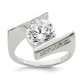 Sterling Silver Large Round CZ Ring