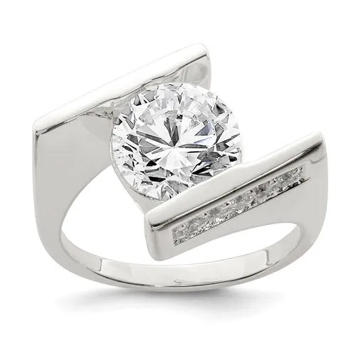 Sterling Silver Large Round CZ Ring