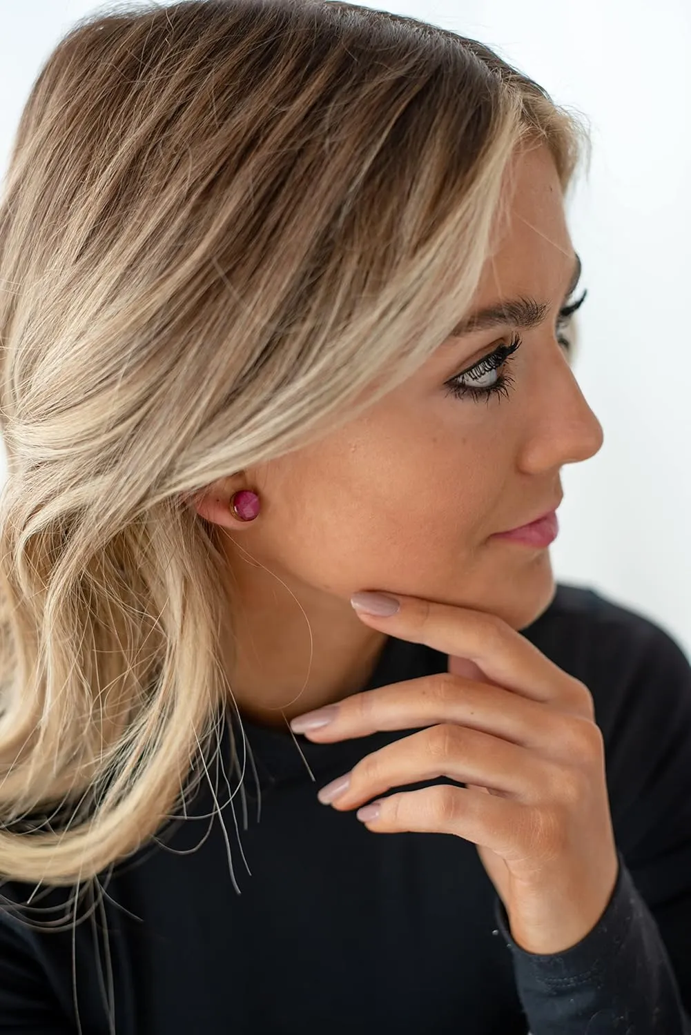 Stud Earrings, Sparkle, 10 mm, Handmade, Stainless Steel Posts for Sensitive Ears, Stud for Women Men Girls (Royal Blue Sparkle)