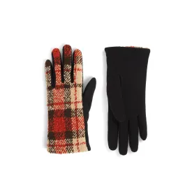 Textured Plaid Touchscreen Gloves - Orange Plaid - Final Sale