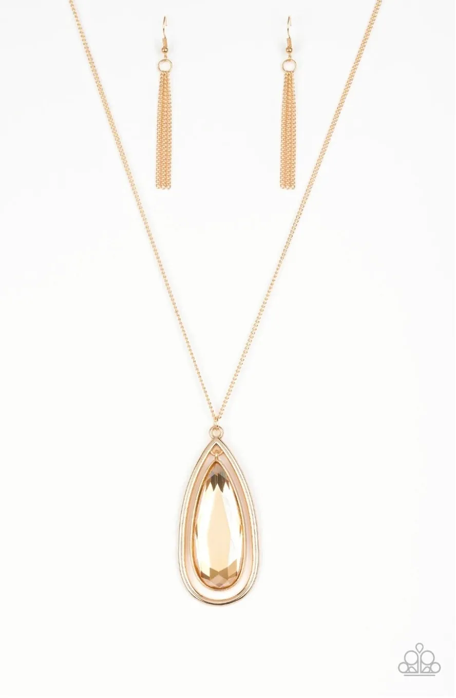 The Royal Coronation Gold Rhinestone - Necklace - Paparazzi  Accessories