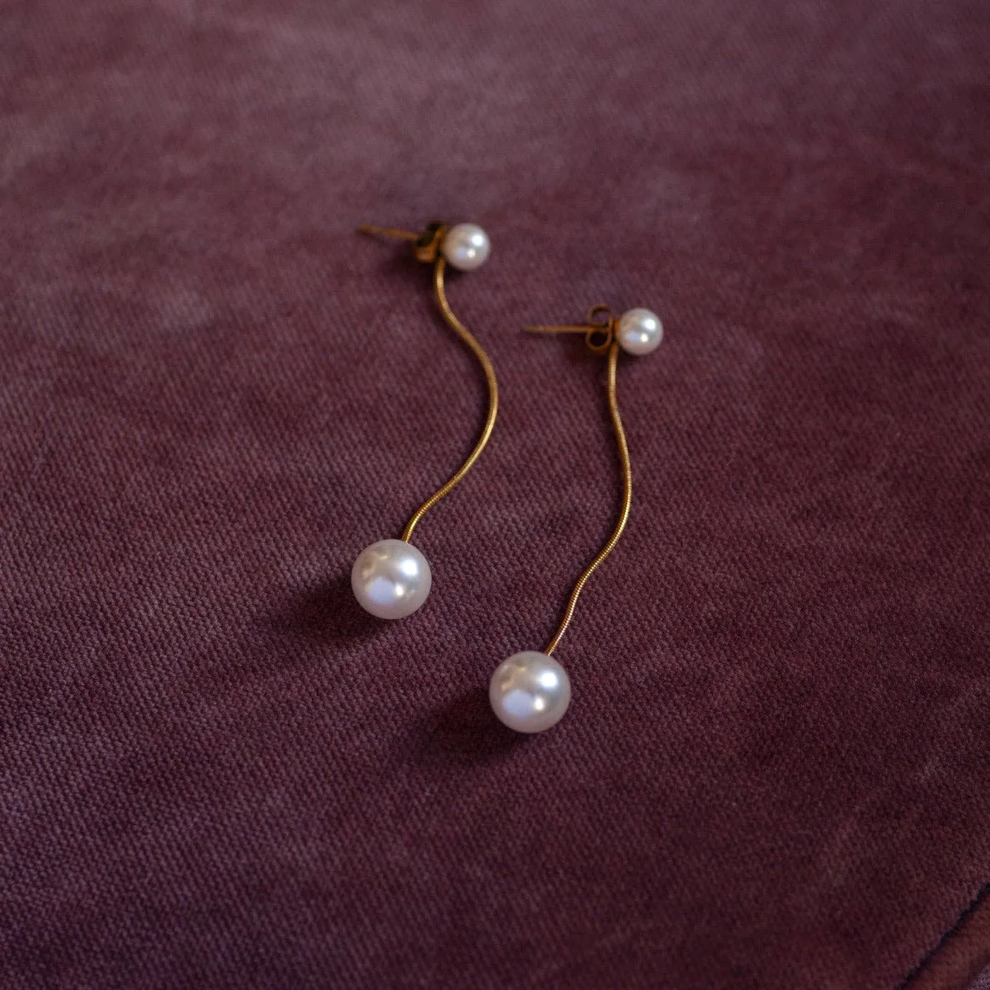 [Timi Of Sweden] Estelle - Pearl Chain Earrings Stainless Steel