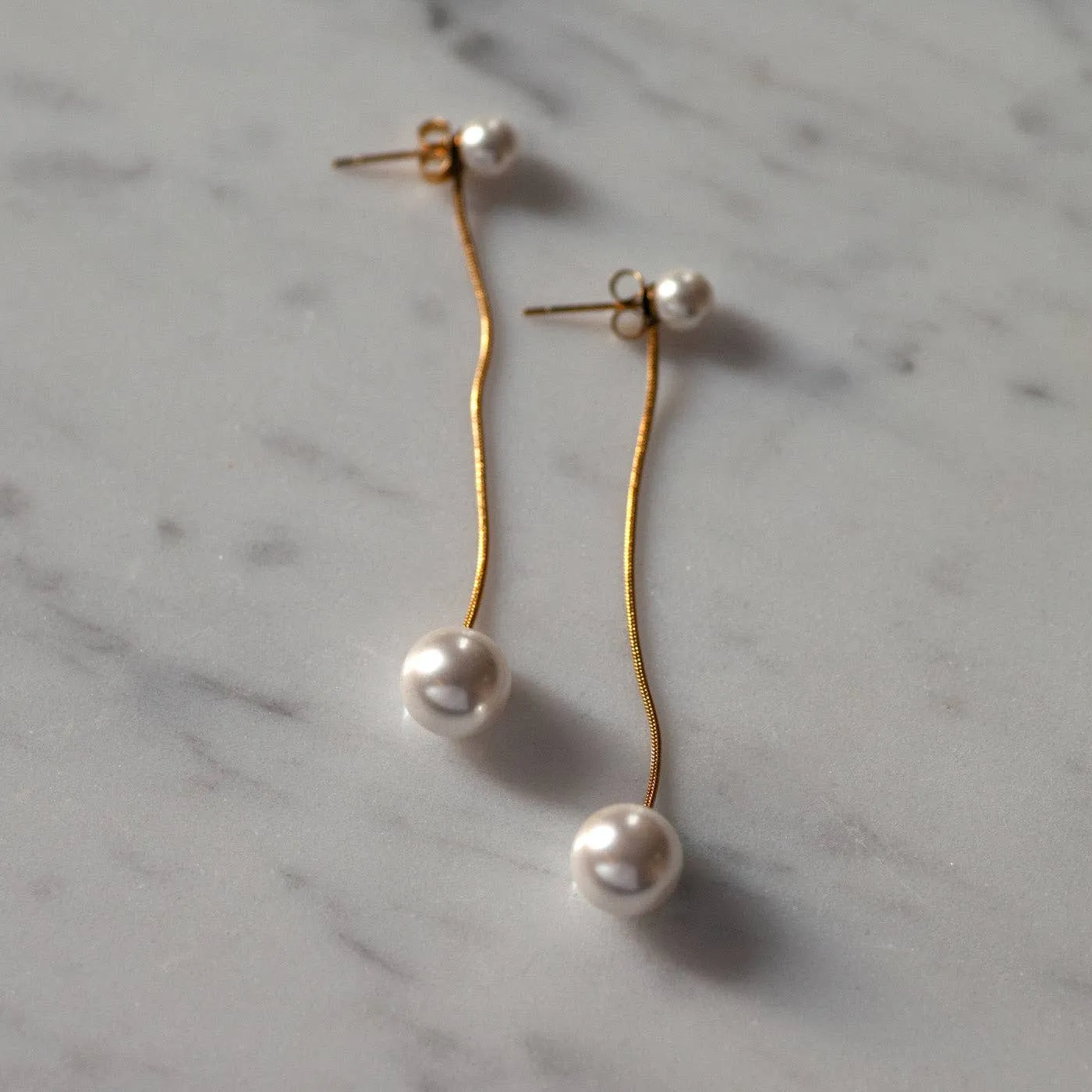 [Timi Of Sweden] Estelle - Pearl Chain Earrings Stainless Steel