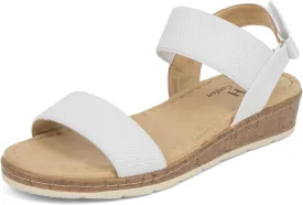 VJH confort Womens Flat Sandals Open Toe Elastic Ankle Strap Slip on Comfy Low Wedge Sandals