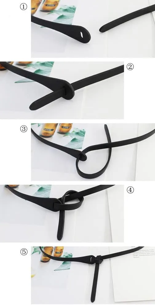 Women Faux Leather Belt Fashion Tie a Knot Thin Waist Belt for Jeans Dress