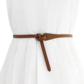 Women Faux Leather Belt Fashion Tie a Knot Thin Waist Belt for Jeans Dress