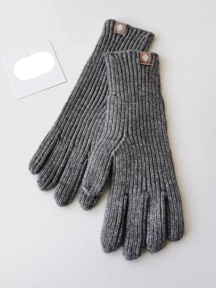 Woolen Knit Gloves with Touchscreen Fingers