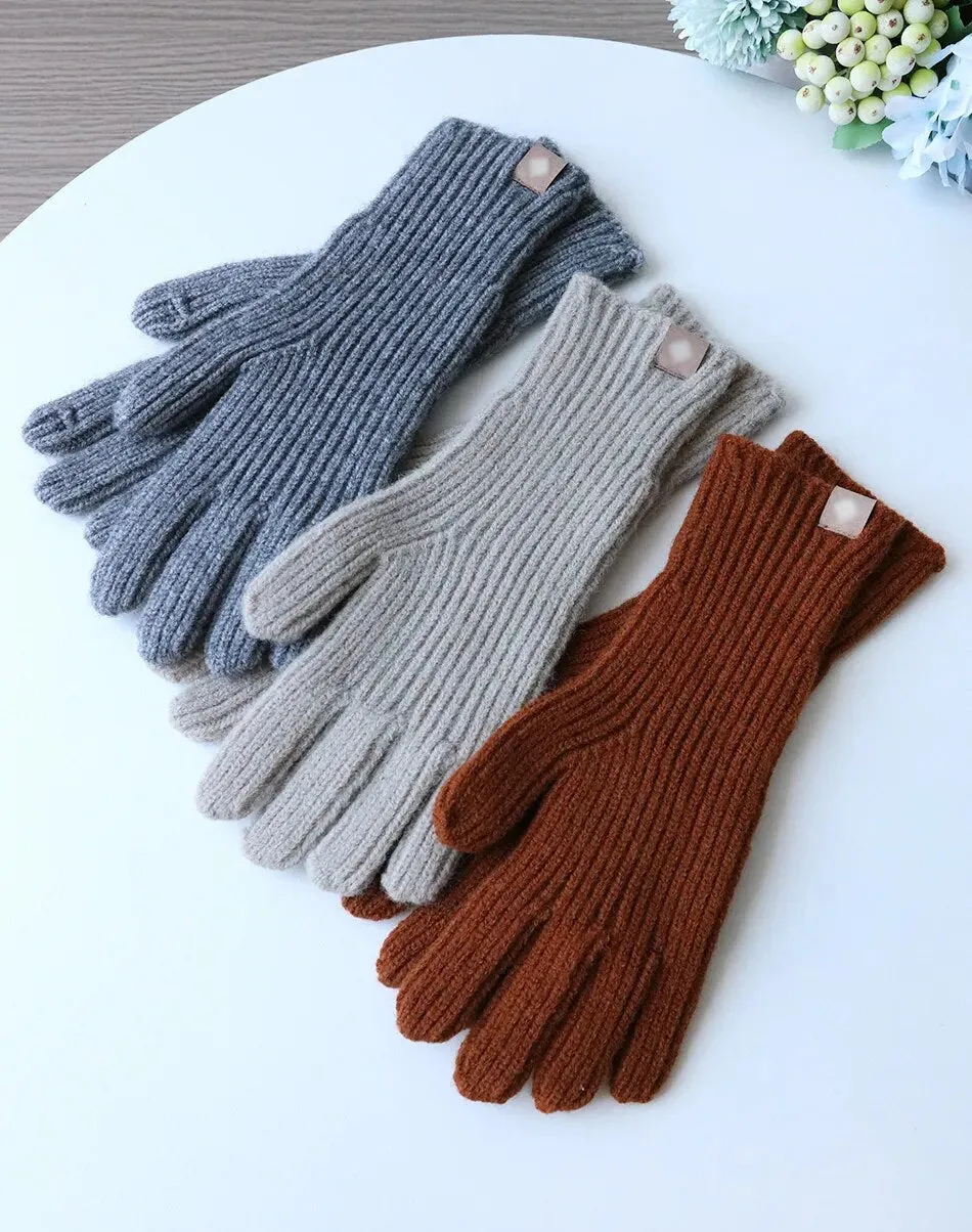 Woolen Knit Gloves with Touchscreen Fingers