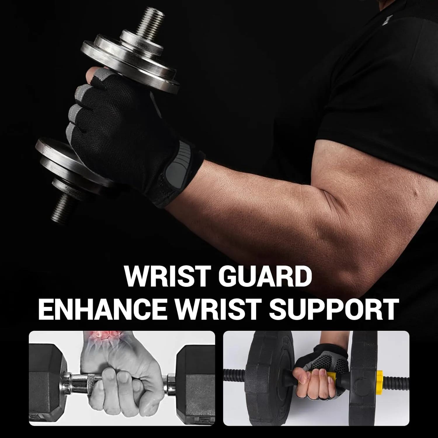 WULI Cycling Gloves Half Finger Men's and Women's Fitness Gloves for Cycling, Breathability, Anti Slip Yoga Equipment, Anti cocooning, Wrist Protection Thickened Palm