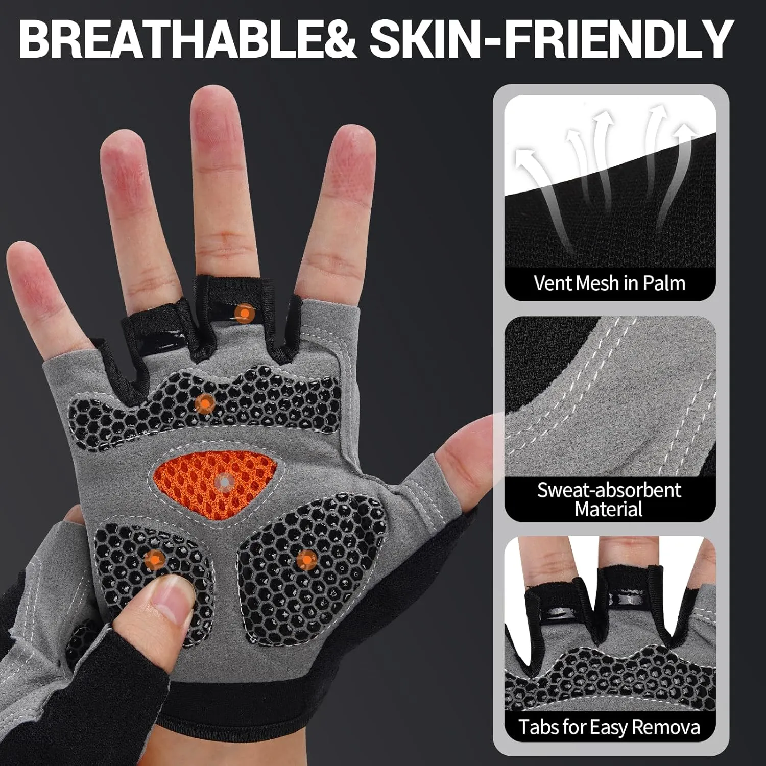 WULI Cycling Gloves Half Finger Men's and Women's Fitness Gloves for Cycling, Breathability, Anti Slip Yoga Equipment, Anti cocooning, Wrist Protection Thickened Palm